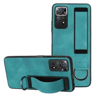 For Xiaomi Redmi Note 11 Wristband Holder Leather Back Phone Case(Green)