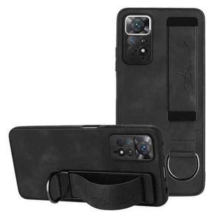 For Xiaomi Redmi Note 11 Pro Wristband Holder Leather Back Phone Case(Black)