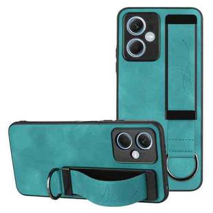 For Xiaomi Redmi Note 12 4G Global Wristband Holder Leather Back Phone Case(Green)