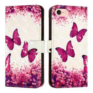 For iPhone SE 2024 3D Painting Horizontal Flip Leather Phone Case(Rose Butterfly)