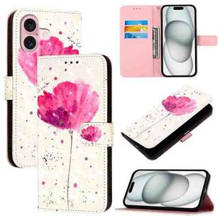 For iPhone 16 3D Painting Horizontal Flip Leather Phone Case(Flower)