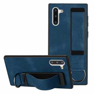For Samsung Galaxy Note10 Wristband Holder Leather Back Phone Case(Royal Blue)