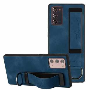 For Samsung Galaxy Note20 Wristband Holder Leather Back Phone Case(Royal Blue)