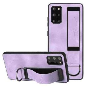 For Samsung Galaxy S20 FE Wristband Holder Leather Back Phone Case(Purple)