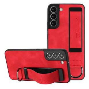 For Samsung Galaxy S21 5G Wristband Holder Leather Back Phone Case(Red)