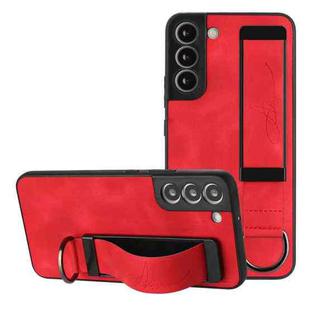 For Samsung Galaxy S22+ 5G Wristband Holder Leather Back Phone Case(Red)