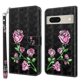 For Google Pixel 8 3D Painted Pattern Leather Phone Case(Rose)