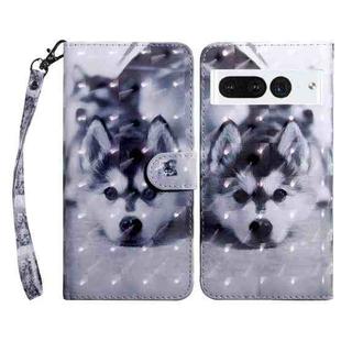 For Google Pixel 8 Pro 3D Painted Pattern Leather Phone Case(Husky)