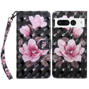 For Google Pixel 8 Pro 3D Painted Pattern Leather Phone Case(Pink Flower)