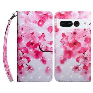 For Google Pixel 8 Pro 3D Painted Pattern Leather Phone Case(Red Flower)