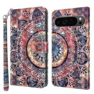 For Google Pixel 9 3D Painted Pattern Leather Phone Case(Colorful Mandala)