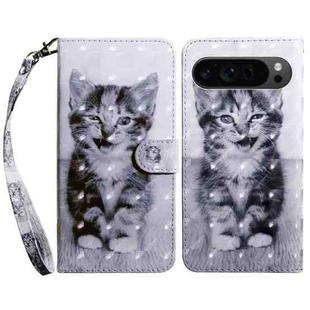 For Google Pixel 9 3D Painted Pattern Leather Phone Case(Smile Cat)