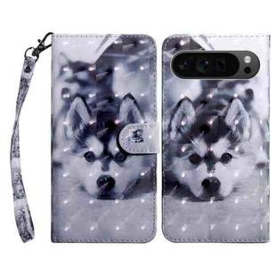 For Google Pixel 9 Pro XL 3D Painted Pattern Leather Phone Case(Husky)