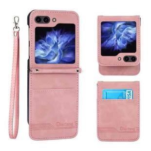 For Samsung Galaxy Z Flip5 Dierfeng Dream Line TPU + PU Leather Phone Case(Pink)