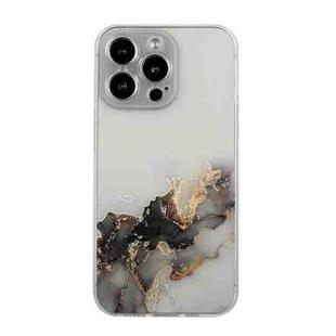 For iPhone 15 Pro Hollow Marble Pattern TPU Straight Edge Phone Case(Black)