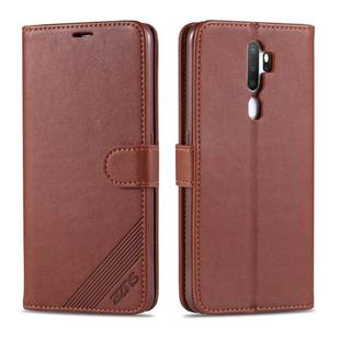 For OPPO A11x / A9(2020) AZNS Sheepskin Texture Horizontal Flip Leather Case with Holder & Card Slots & Wallet(Brown)