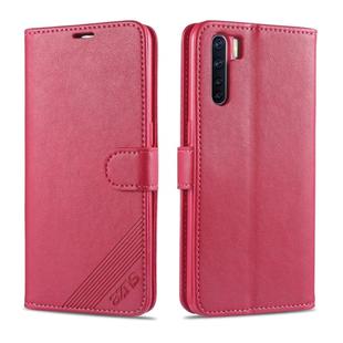 For OPPO A91 AZNS Sheepskin Texture Horizontal Flip Leather Case with Holder & Card Slots & Wallet(Red)