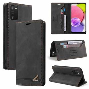 For Samsung Galaxy A30 JP Version Skin Feel Anti-theft Brush Horizontal Flip Leather Case with Holder(Black)