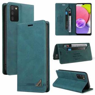 For Samsung Galaxy A30 JP Version Skin Feel Anti-theft Brush Horizontal Flip Leather Case with Holder(Blue)