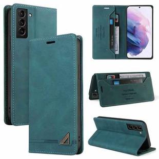 For Samsung Galaxy S22+ 5G Skin Feel Anti-theft Brush Horizontal Flip Leather Case with Holder(Blue)