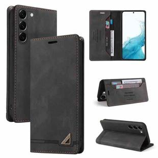 For Samsung Galaxy S23 5G Skin Feel Anti-theft Brush Horizontal Flip Leather Case with Holder(Black)