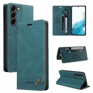 For Samsung Galaxy S23 5G Skin Feel Anti-theft Brush Horizontal Flip Leather Case with Holder(Blue)