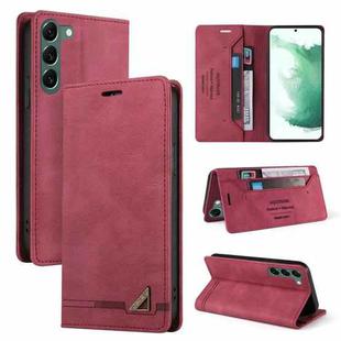 For Samsung Galaxy S23+ 5G Skin Feel Anti-theft Brush Horizontal Flip Leather Case with Holder(Wine Red)