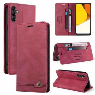 For Samsung Galaxy S23 FE 5G Skin Feel Anti-theft Brush Horizontal Flip Leather Case with Holder(Wine Red)