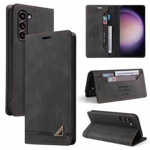 For Samsung Galaxy S24 5G Skin Feel Anti-theft Brush Horizontal Flip Leather Case with Holder(Black)