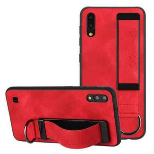 For Samsung Galaxy A10 / M10 Wristband Holder Leather Back Phone Case(Red)