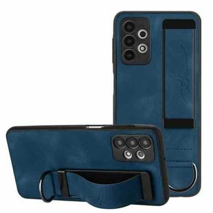 For Samsung Galaxy A32 4G Wristband Holder Leather Back Phone Case(Royal Blue)