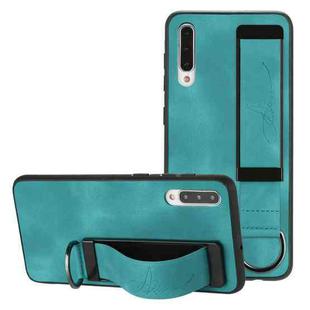 For Samsung Galaxy A50 Wristband Holder Leather Back Phone Case(Green)