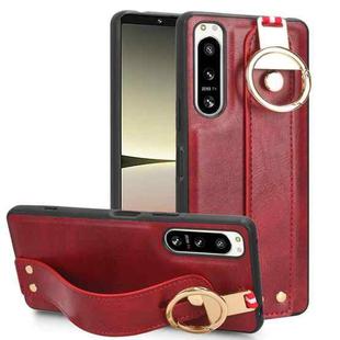 For Sony Xperia 5 III Wristband Leather Back Phone Case(Red)