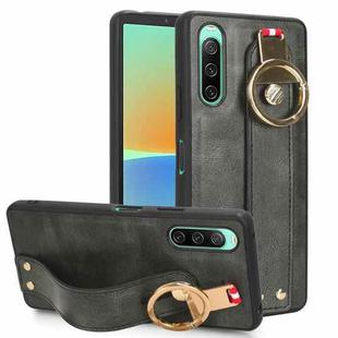 For Sony Xperia 10 IV Wristband Leather Back Phone Case(Green)