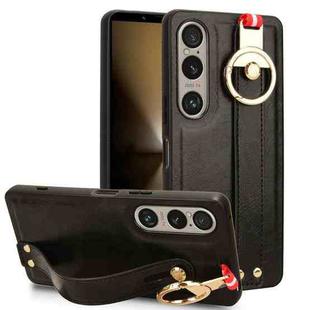 For Sony Xperia 1 VI Wristband Leather Back Phone Case(Black)