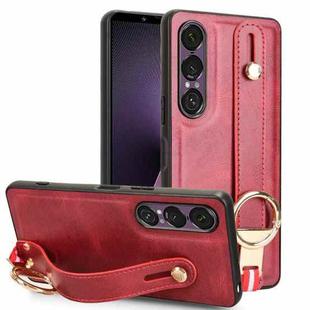 For Sony Xperia 1 VII Wristband Leather Back Phone Case(Red)