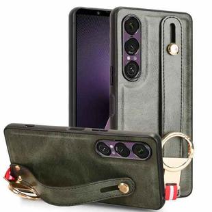 For Sony Xperia 1 VII Wristband Leather Back Phone Case(Green)