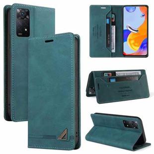 For Xiaomi Redmi Note 12 Pro 4G Global Skin Feel Anti-theft Brush Horizontal Flip Leather Case with Holder(Blue)