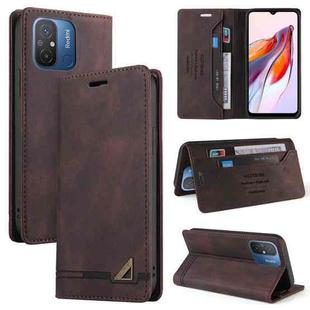 For Xiaomi Redmi 12C/11A Skin Feel Anti-theft Brush Horizontal Flip Leather Case with Holder(Brown)