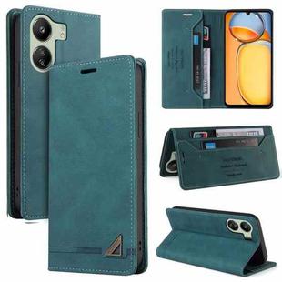 For Xiaomi Redmi 13C Skin Feel Anti-theft Brush Horizontal Flip Leather Case with Holder(Blue)