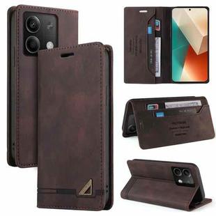 For Xiaomi Redmi Note 13 5G Skin Feel Anti-theft Brush Horizontal Flip Leather Case with Holder(Brown)