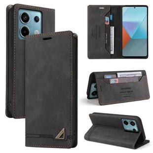 For Xiaomi Redmi Note 13 Pro 5G Skin Feel Anti-theft Brush Horizontal Flip Leather Case with Holder(Black)