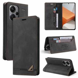 For Xiaomi Redmi Note 13 Pro+ Skin Feel Anti-theft Brush Horizontal Flip Leather Case with Holder(Black)