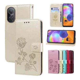 For Huawei nova 9 SE 4G/5G Rose Embossed Flip PU Leather Phone Case(Gold)