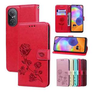 For Huawei nova 9 SE 4G/5G Rose Embossed Flip PU Leather Phone Case(Red)