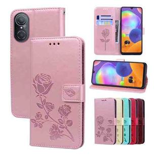 For Huawei nova 9 SE 4G/5G Rose Embossed Flip PU Leather Phone Case(Rose Gold)