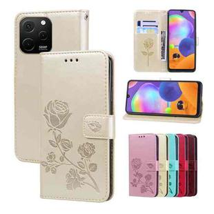 For Huawei nova Y61/Enjoy 50z Rose Embossed Flip PU Leather Phone Case(Gold)