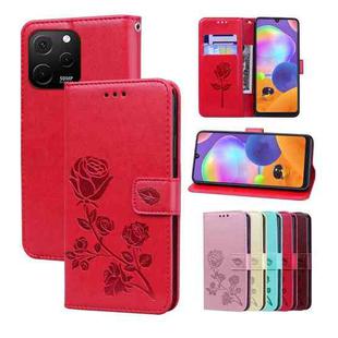 For Huawei nova Y61/Enjoy 50z Rose Embossed Flip PU Leather Phone Case(Red)