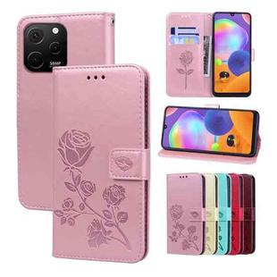 For Huawei nova Y61/Enjoy 50z Rose Embossed Flip PU Leather Phone Case(Rose Gold)