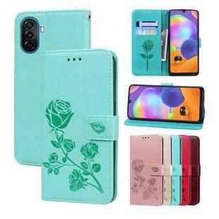 For Huawei nova Y70 / Y70 Plus Rose Embossed Flip PU Leather Phone Case(Green)